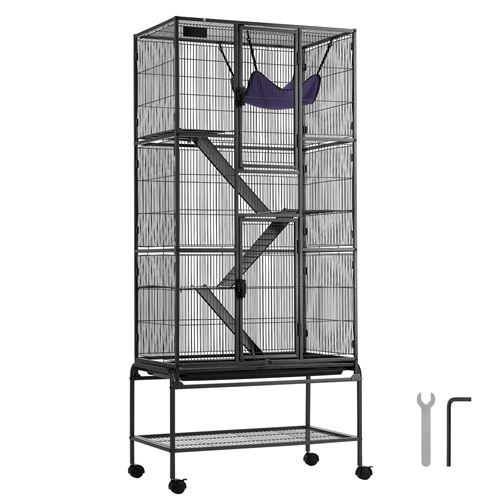 Meilleurs prix pour VEVOR Cage à furet roulante 4 niveaux métal pour petits animaux 1755 mm 3 rampes
