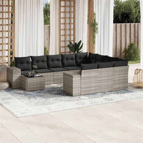 Non Communiqué Gris Vidaxl Salon De Jardin Avec Coussins 13 Pcs, Canapés Avec Pieds Réglables, Ensemble De Meubles D'extérieur Patio Terrasse, 3223986
