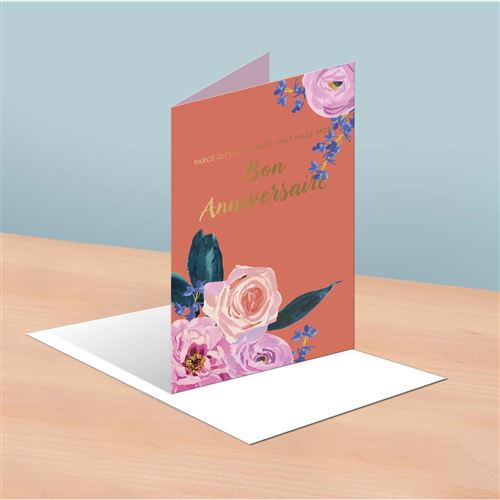 Carte Anniversaire Femme Décor En Fleurs Reliefées