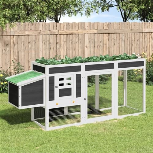 Meilleurs prix pour vidaXL Poulailler gris 204x50x84 cm bois massif de pin