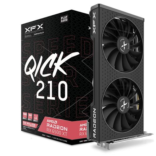 XFX Speedster QICK 210 Radeon RX 6500XT Black Edition - Carte graphique - Radeon RX 6500 XT - 4 Go GDDR6 - PCIe 4.0 - HDMI, DisplayPort - noir