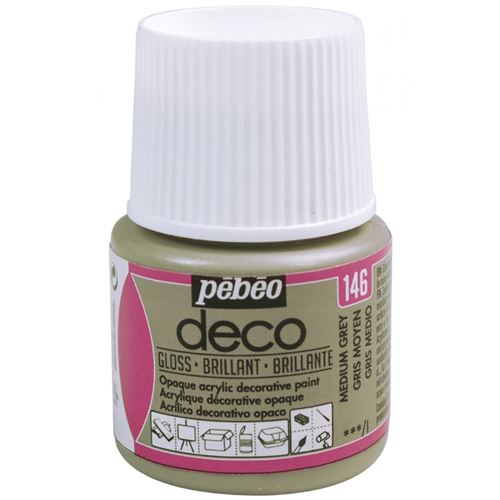 Peinture acrylique opaque brillante - gris moyen - 45 ml 092-146