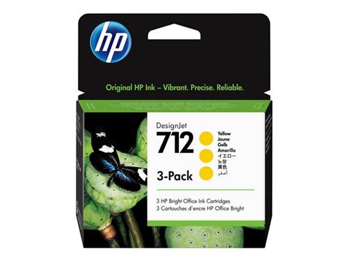 HP 712 - Pack de 3 - 29 ml - jaune - original - DesignJet - cartouche d'encre - pour DesignJet Studio, T210, T230, T250, T630, T650