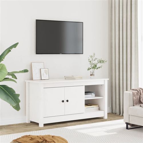 Vidaxl Blanc Meuble Tv - Bois De Pin Massif - Image 2