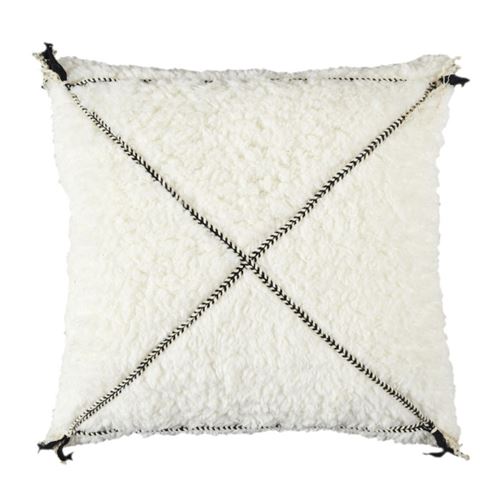 Non Communiqué Blanc Coussin Sherpa Tressé "Crush" 40X40cm