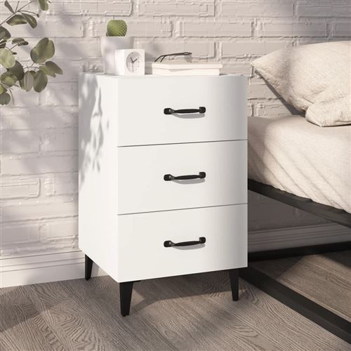 vidaXL Table de Chevet Armoire de Lit Table de Nuit Armoire de Chevet Meuble de Chambre à Coucher Maison Bois d'Ingénierie 40x40x66 cm Blanc