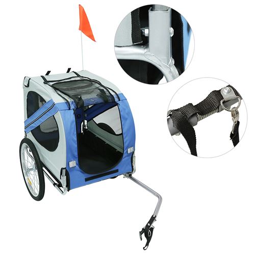 Comparer les prix de Remorque Vélo B.LIVEM® pour Chien Pliable avec Drapeau, Charge Max.40KG Bleu 137*73*90cm