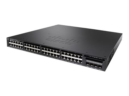 CISCO  Catalyst 3650-48PS-S - Commutateur - C3 - G&eacute;r&eacute; - 48 x 10/100/1000 (PoE+) + 4 x SFP - de bureau Montable sur rack - PoE+ (390 W) - reconditionn&eacute; 
