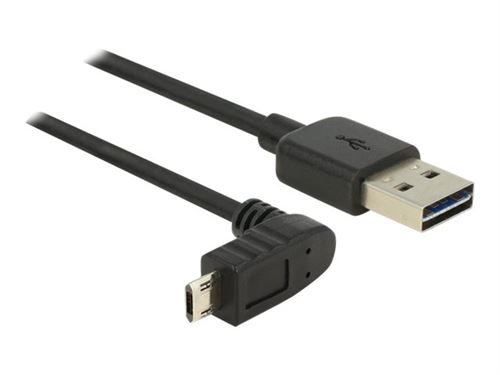 Delock - Câble USB - USB (M) droit pour Micro-USB de type B (M) incliné - USB 2.0 - 5 m - connecteurs réversibles - noir