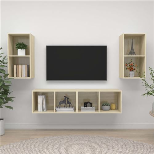vidaXL Meubles TV muraux 4 pcs Chêne sonoma Aggloméré