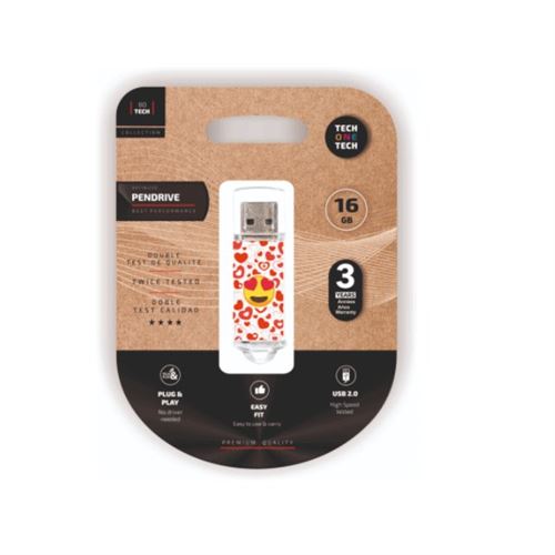 TechOneTech Clé USB Tech Heart Eyes Mémoire USB 2.0 16 Go