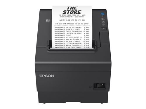 Epson TM T88VII (112) - Imprimante de reçus - thermique en ligne - Rouleau (7,95 cm) - 180 x 180 ppp - jusqu'à 500 mm/sec - USB 2.0, hôte USB 2.0, LAN, série - outil de coupe - noir