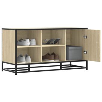 Banc à chaussures chêne sonoma bois d ingénierie et métal - 1
