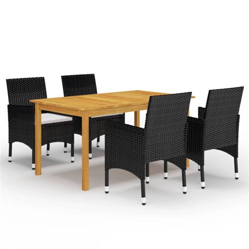 Vidaxl Noir Ensemble À Manger De Jardin 5 Pcs - Image 2