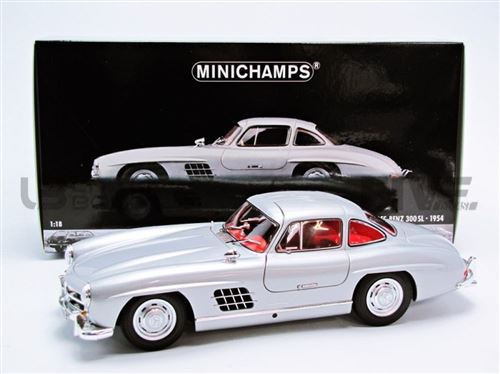 Voiture Miniature de Collection MINICHAMPS 1-18 - MERCEDES-BENZ 300 SL Gullwing - 1954 - Silver - 180039000