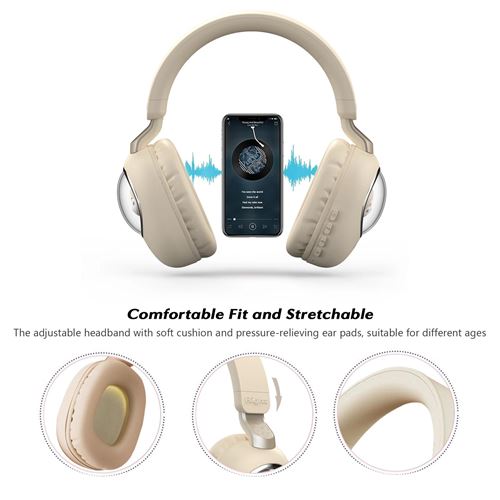 Non Communiqué Noir Casque Audio Sans Fil Enfant Bluetooth Rose Pliable Confortable Longue Autonomie Yonis