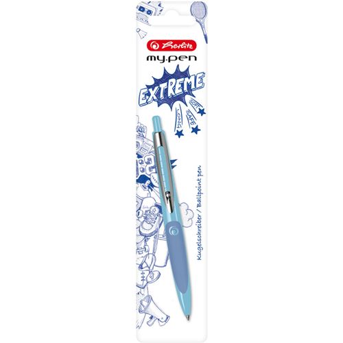 herlitz Stylo à bille rétractable my.pen, bleu clair/bleu