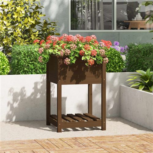 Vidaxl Marron Jardinière Bois Et Étagère - Image 2