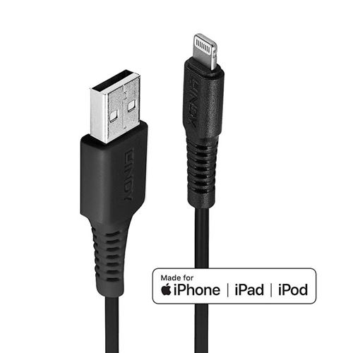 Lindy - Câble Lightning - Lightning mâle pour USB mâle - 50 cm - noir - sans halogène - pour Apple iPad/iPhone/iPod (Lightning)