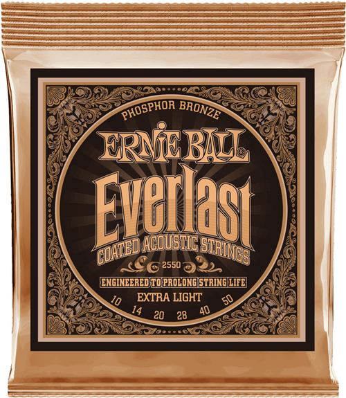 Ernie Ball 2550 - Jeu de cordes acoustique Phosphore Bronze - Everlast Coated - Extra Light 10-50