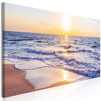 Tableau Imprimé "Calm Waves Narrow Brown" 50 x 150 cm - 1