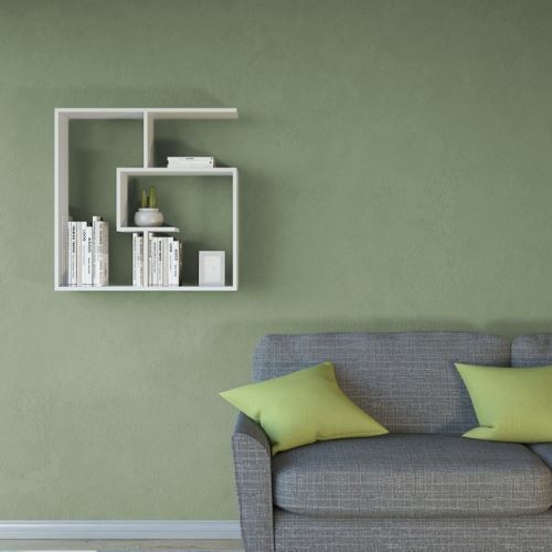 HOMEMANIA Étagère Shelly Murale Flottante - pour Livres - avec Compartiments - Blanc en Bois, 75 x 22 x 75 cm