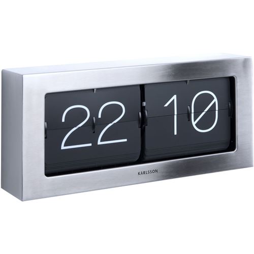 Karlsson - Horloge à poser Flip Box Acier brossé et noir