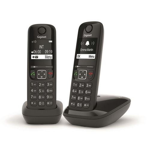 Gigaset AS690 Duo - Téléphone sans fil avec ID d'appelant - ECO DECTGAP - noir + combiné supplémentaire