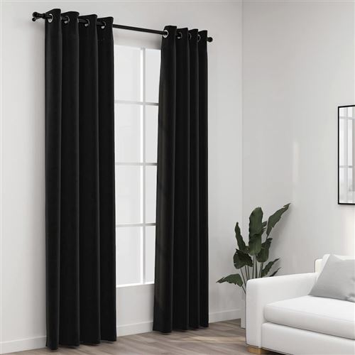vidaXL Rideaux occultants Aspect de lin 2 pcs Anthracite 140x225 cm