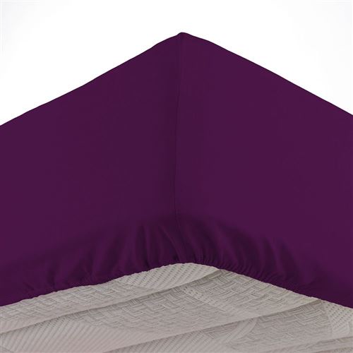 Drap housse 2 personnes 140 x 190 cm uni 57 fils lina Myrtille