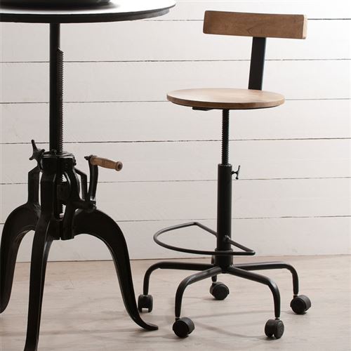 Chaise De Bar Sur Roulettes Bois Fer Westwood L 55 X L 56 X H 80 105 Achat Prix Fnac