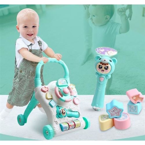 Trotteur d'Eveil Bébé 0-2 Ans Youpala Multifonctionnel Education Précoce Puzzle Marcheur Enfants Jouets Anti-roulement -Bleu