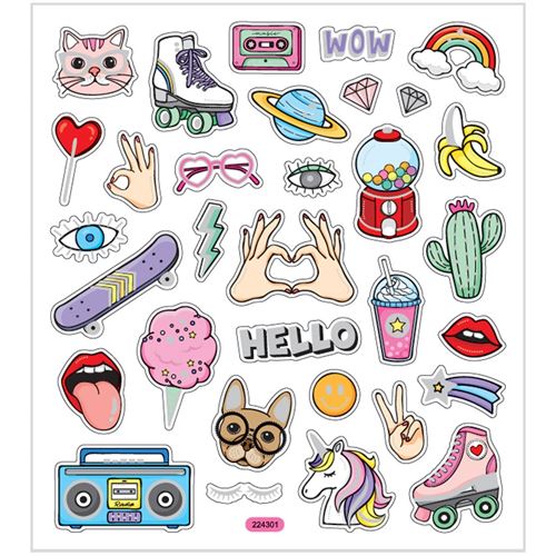 Creotime feuille d'autocollant girl power 16,5 x 15 cm 32 pièces