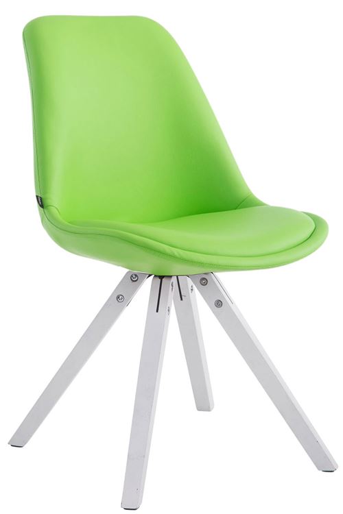 Chaise de salle à manger Laval pieds carrés en bois de chêne Blanc - Siège Vert