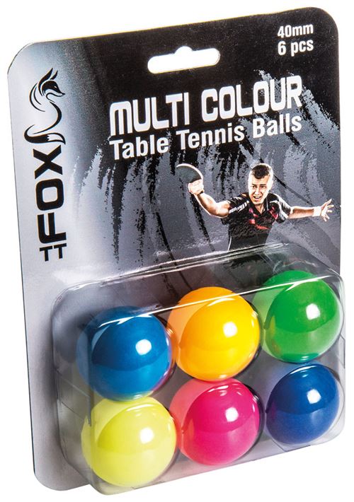  Fox TT balles de tennis de table Multi Colour40 mm 6 pi&egrave;ces 