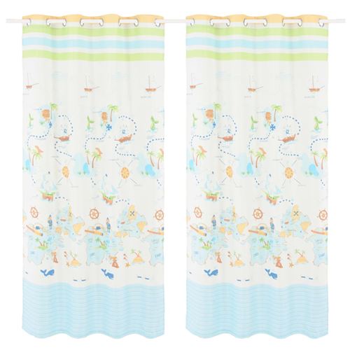 vidaXL Rideau occultant imprimé enfants 2 pcs 140x240 cm voyager monde