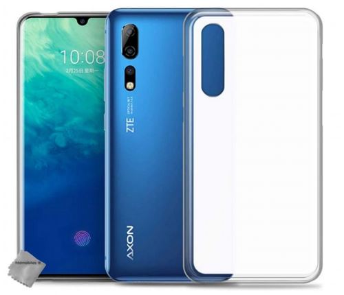 Coque silicone gel fine pour ZTE Axon 10 Pro avec verre trempe - BLANC TRANSPARENT