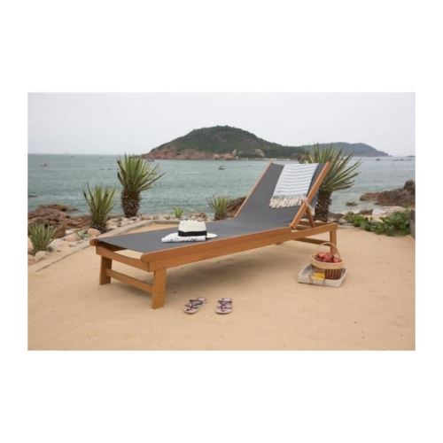 Cafi Bain De Soleil En Bois D Eucalyptus Fsc Et Toile En Textilene Gris Autres Decoration Et Mobilier Achat Prix Fnac