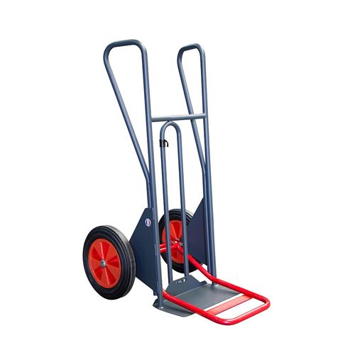Fimm - Diable basculement assisté à poignées fermées charge 300 kg bavette mixte et roues PN Ø 400 mm