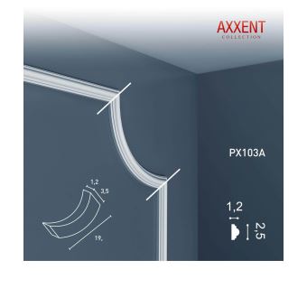 Elément du coin Décoration de stuc Orac Decor PX103A AXXENT Corniche pour moulure cimase profil PX103 19 cm - 1