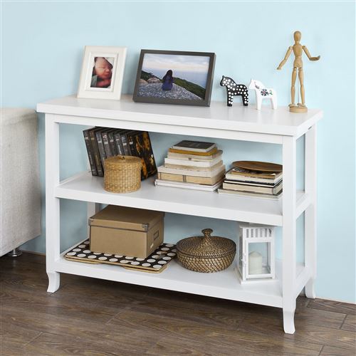 Table Console table d’appoint 2 étagères L110cm x H80cm x P40cm - Blanc FSB06-W SoBuy®