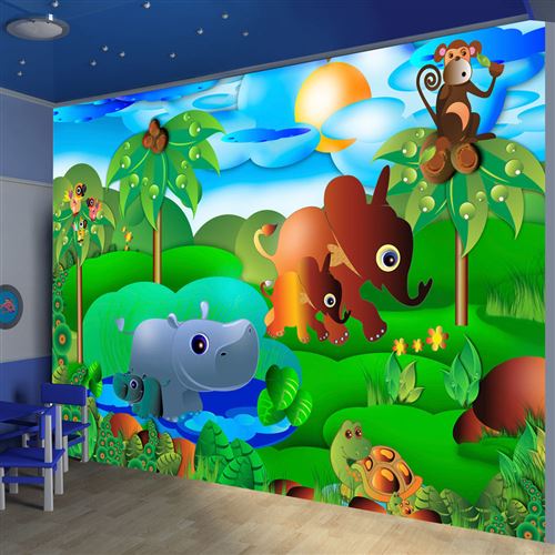 Paris Prix - Papier Peint animal Family - 105 x 150 cm