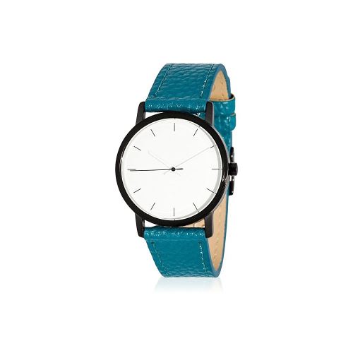 Montre Mixte La Trotteuse Cadran 34 mm En Acier Blanc Et Bracelet Bleu En Cuir LT009