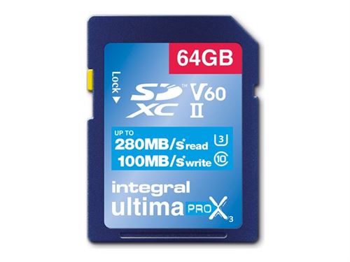 Integral UltimaPro X2 - Carte mémoire flash - 64 Go - Video Class V60 / UHS-II - SDXC UHS-II