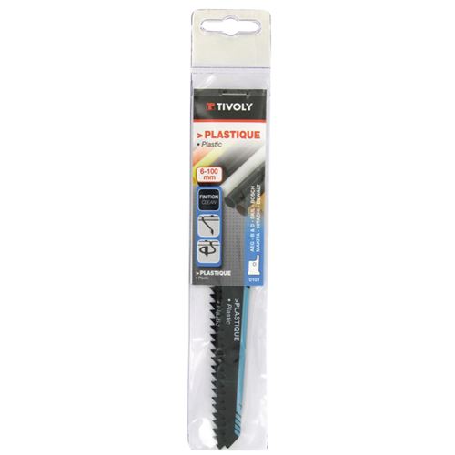 Lame de scie sabre HCS Matières Plastiques TIVOLY L150mm coupe puissante Matières plastiques jusqu'à 10cm épaisseur