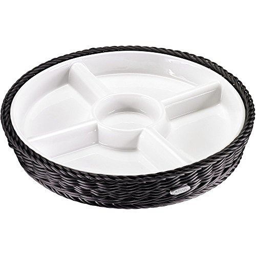 Corbeille saleen avec 5 compartiments en porcelaine pour servir des aliments comme des antipastis - amovibles - corbeille ronde