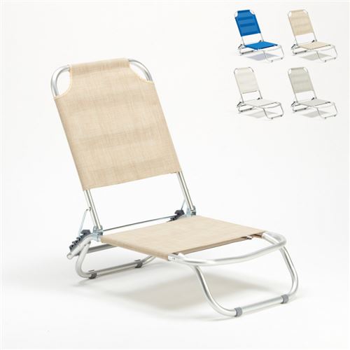 Beach and Garden Design - Chaise transat de plage pliante piscine aluminium Tropical, Couleur: Beige