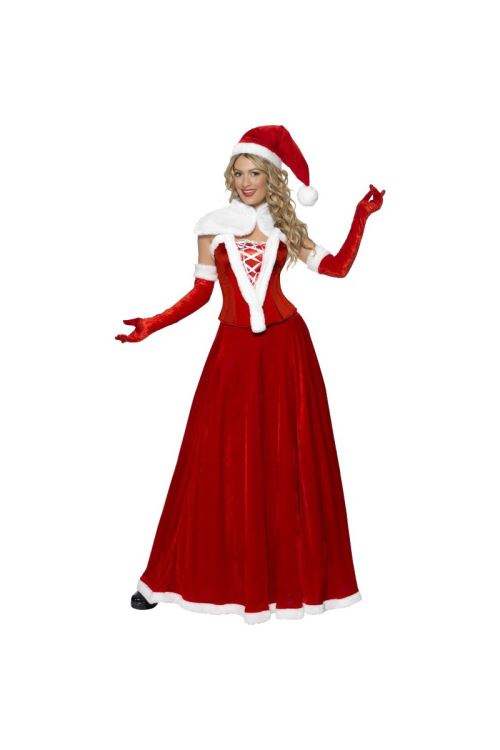Costume Miss Santa Velours Longue - Rouge - M