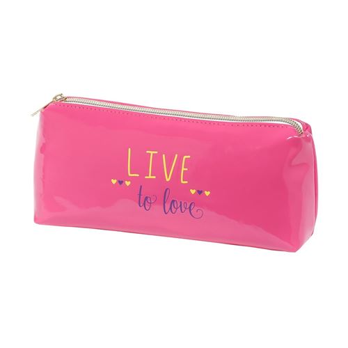 Trousse scolaire résistante brillante - Impression sur le devant Viquel Rose
