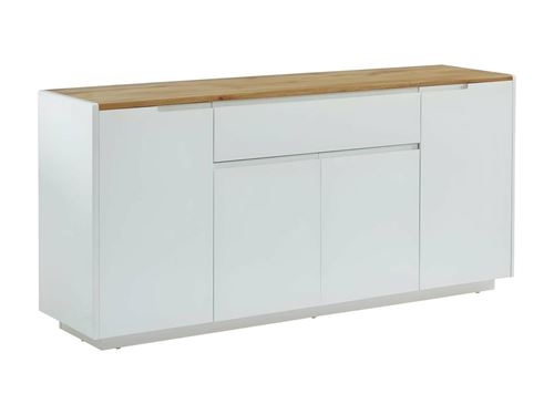 Buffet AMANI - 4 portes & 1 tiroir - MDF - Coloris: Blanc laqué et Chêne